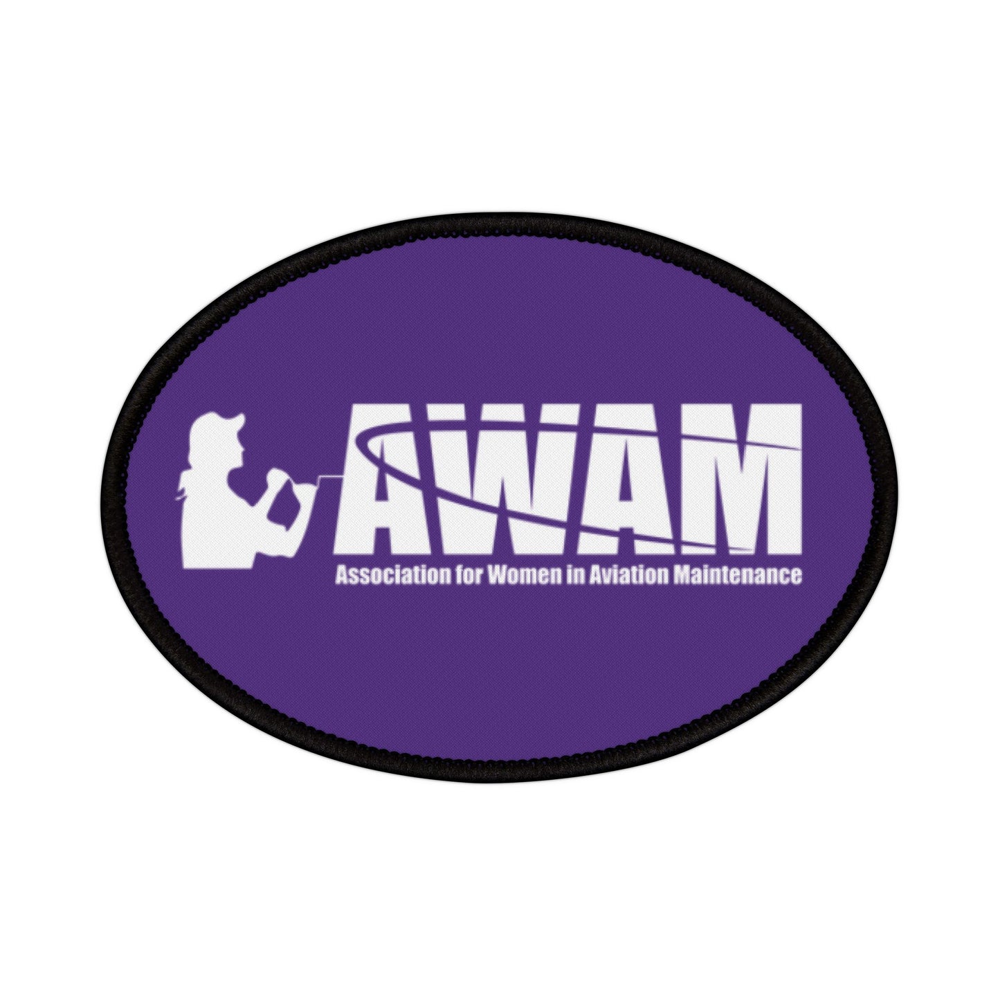 Iron-On Patch, Oval (3.5x2.5) - AWAM logo on purple