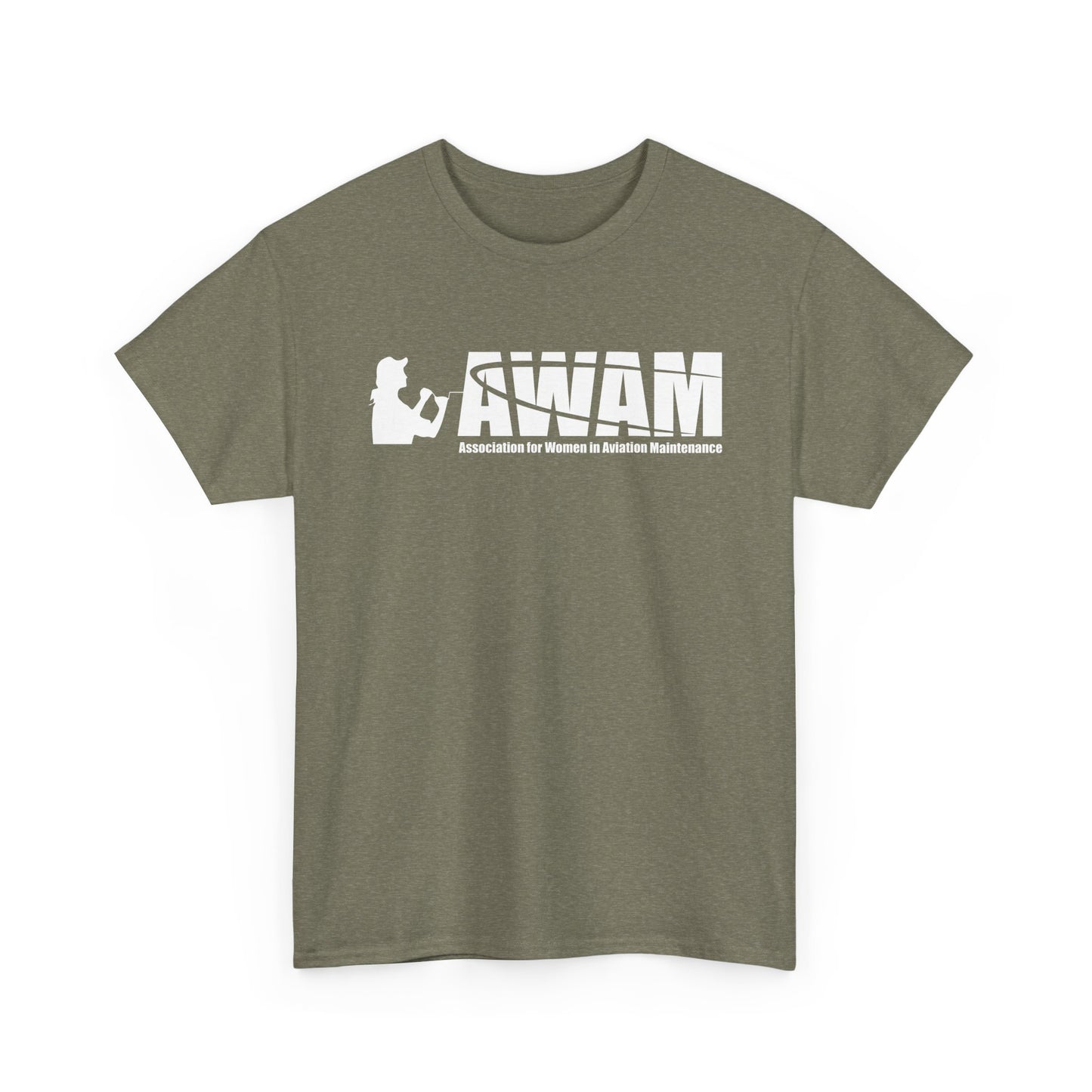 Unisex Heavy Cotton Tee - AWAM Logo on dark fabric