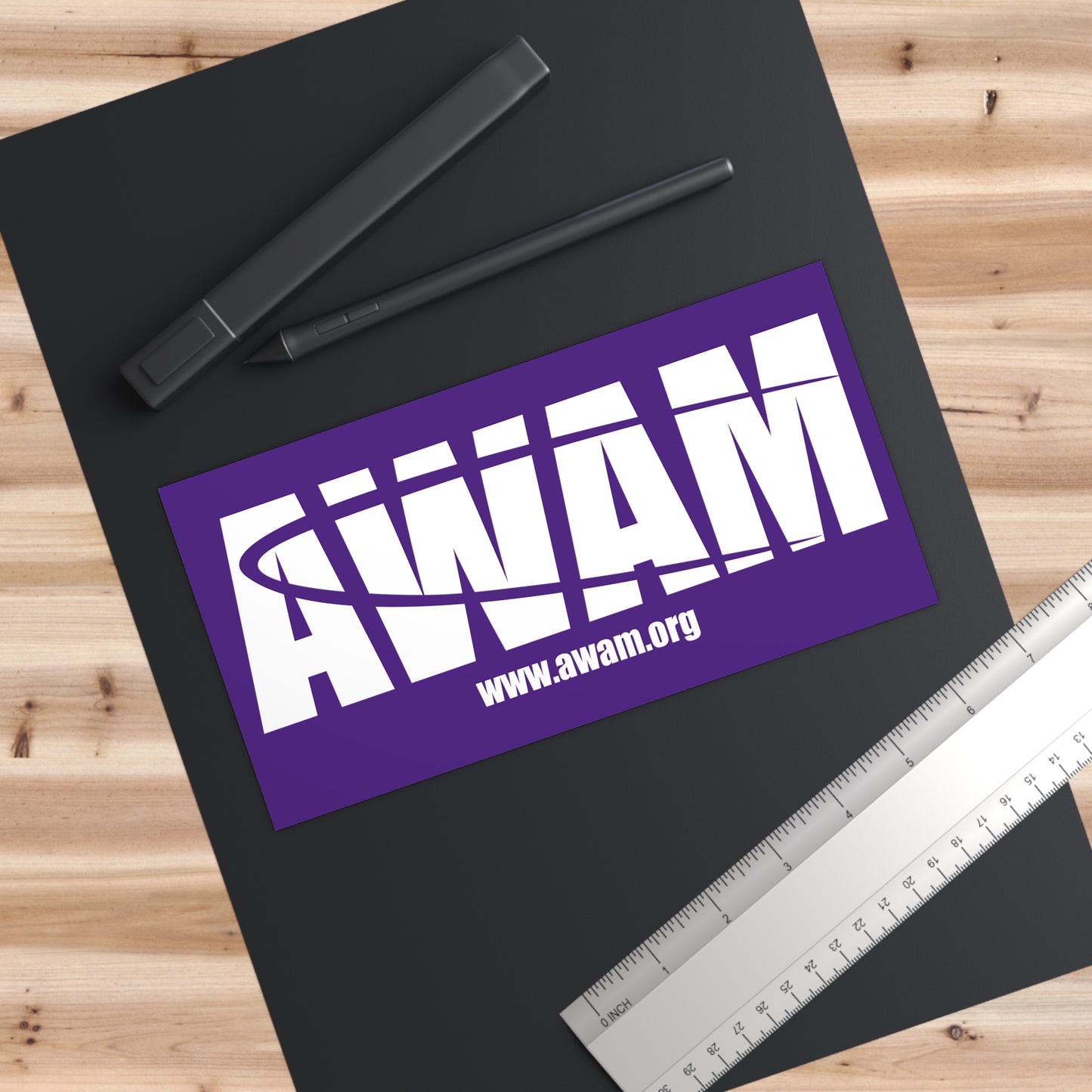 Sticker (7.5x3.75) - AWAM logo on purple